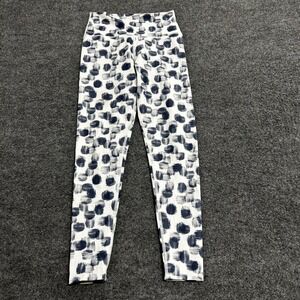 SoulCycle Leggings Womens Size S White Blue Brushstroke Polka Dot High Rise Yoga